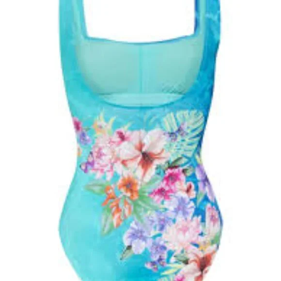 NWT  Johnny Was PLUS Water Tropic Square Neck One Piece Swimsuit - 1X 2X 3X 2XL - Picture 4 of 5